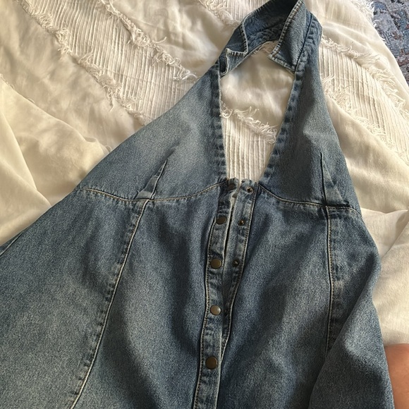 Free People denim halter dress - Picture 2 of 2